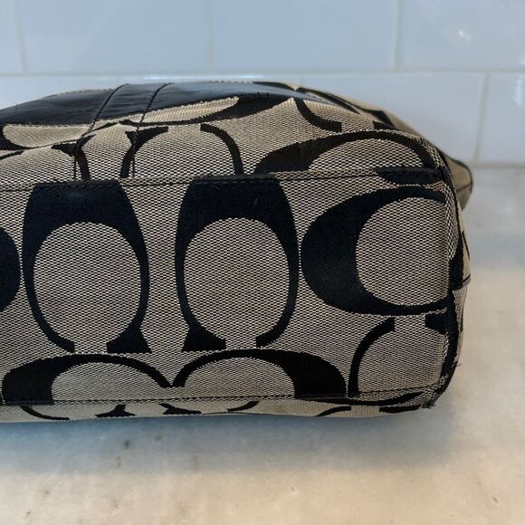 Coach Bag Purse Handbag Leather Y2K Vintage Classic Signature Stripe Tote Bag - Picture 8 of 16